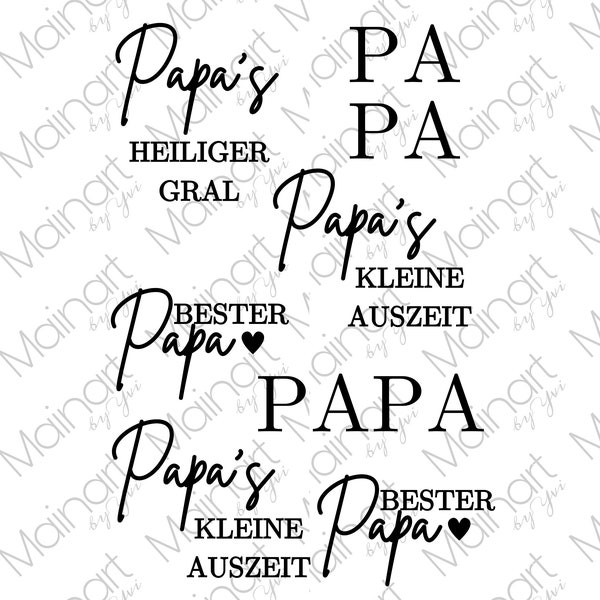 RUB-On Sticker „Papa, Bierglas, Weizenglas“, A6 randlos, glänzend und leicht erhaben weiß oder schwarz