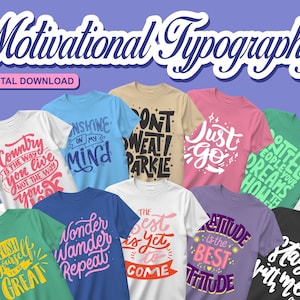 T-shirtontwerpen met motiverende typografie: SVG-bundel voor Cricut (commercieel gebruik)