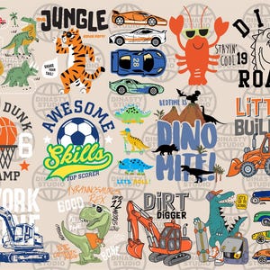 T-shirt Designs Bundle, Dinosaur PNG, T-Rex Sublimation, Kids boy shirt png, Dinosaur Lover, Rawr Png, Dinosaur Quotes png, Sublimation