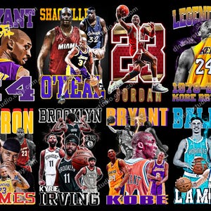 24 T-Shirt Design Bundle, PNG Designs, DTG, DTF, Sublimation, Bootleg T-shirt Designs, kobe bryant designs, Tshirt Bundle, Tee Designs,