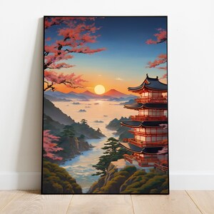 Japanese Ukiyo-e Poster Digital Art | Printable Wall Art | Ukiyo-e Print | Digital Download | Landscape | Vintage Painting | Room Decor