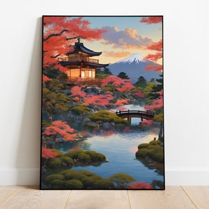 Japanese Ukiyo-e Poster Digital Art | Printable Wall Art | Ukiyo-e Print | Digital Download | Landscape | Vintage Painting | Room Decor