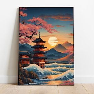 Japanese Ukiyo-e Poster Digital Art | Printable Wall Art | Ukiyo-e Print | Digital Download | Landscape | Vintage Painting | Room Decor