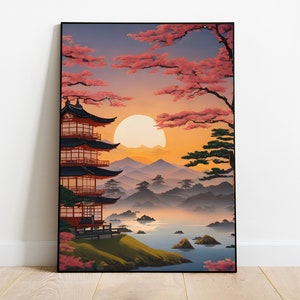 Japanese Ukiyo-e Poster Digital Art | Printable Wall Art | Ukiyo-e Print | Digital Download | Landscape | Vintage Painting | Room Decor
