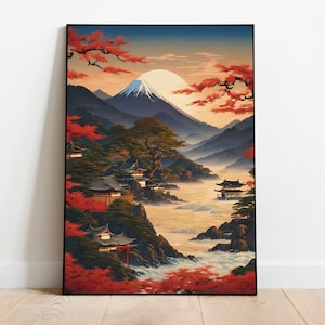 Japanese Ukiyo-e Poster Digital Art | Printable Wall Art | Ukiyo-e Print | Digital Download | Landscape | Vintage Painting | Room Decor