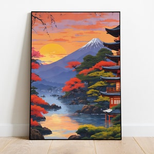 Japanese Ukiyo-e Poster Digital Art | Printable Wall Art | Ukiyo-e Print | Digital Download | Landscape | Vintage Painting | Room Decor