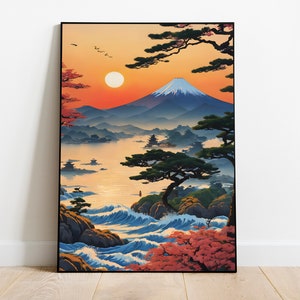 Japanese Ukiyo-e Poster Digital Art | Printable Wall Art | Ukiyo-e Print | Digital Download | Landscape | Vintage Painting | Room Decor