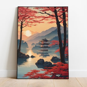 Japanese Ukiyo-e Poster Digital Art | Printable Wall Art | Ukiyo-e Print | Digital Download | Landscape | Vintage Painting | Room Decor