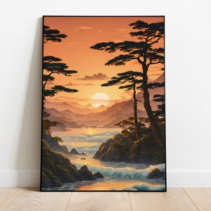 Japanese Ukiyo-e Poster Digital Art | Printable Wall Art | Ukiyo-e Print | Digital Download | Landscape | Vintage Painting | Room Decor