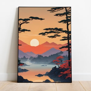 Japanese Ukiyo-e Poster Digital Art | Printable Wall Art | Ukiyo-e Print | Digital Download | Landscape | Vintage Painting | Room Decor