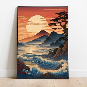 Japanese Ukiyo-e Poster Digital Art | Printable Wall Art | Ukiyo-e Print | Digital Download | Landscape | Vintage Painting | Room Decor