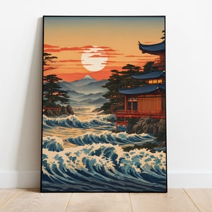 Japanese Ukiyo-e Poster Digital Art | Printable Wall Art | Ukiyo-e Print | Digital Download | Landscape | Vintage Painting | Room Decor