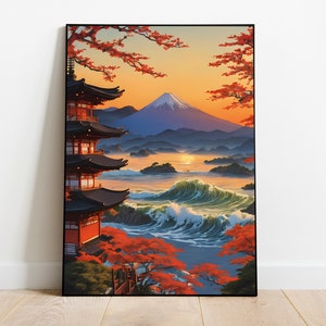 Japanese Ukiyo-e Poster Digital Art | Printable Wall Art | Ukiyo-e Print | Digital Download | Landscape | Vintage Painting | Room Decor
