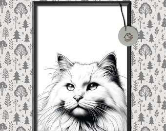 Persian Charm: Illustration of a Cat