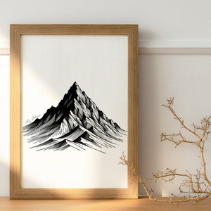 Eternal Summits: Black and White Mountain Illustration image 3