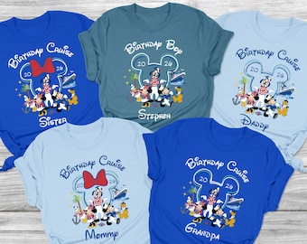Benutzerdefinierte Disney Birthday Cruise 2026 Shirts, DCL Bday Squad Shirt, Familie Passende Birthday Boy Tees, Mickey Freunde Schiff Outfits