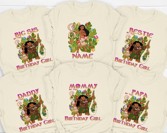 Camiseta de cumpleaños de Moana para niña, camisetas para viajes familiares de Disney