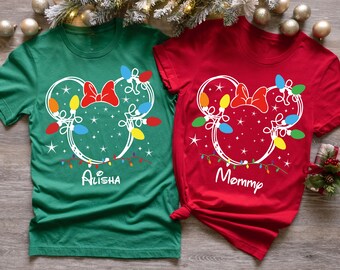 Custom Disney Christmas Lights Shirt, Family Trip Tee