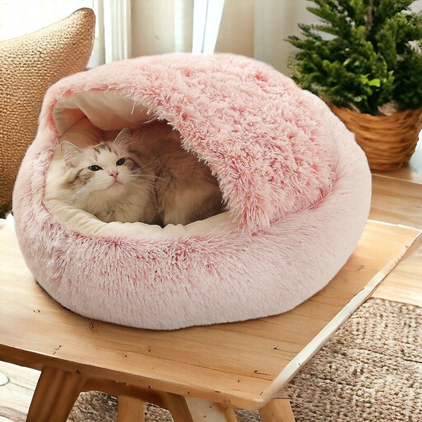 Lit de luxe pour animal de compagnie, Cadeaux pour animal de compagnie, Lit moelleux pour chat - Lit douillet pour animaux de compagnie, Lits anti-anxiété pour chats, Panier apaisant pour chats | Accessoires de luxe pour animaux de compagnie