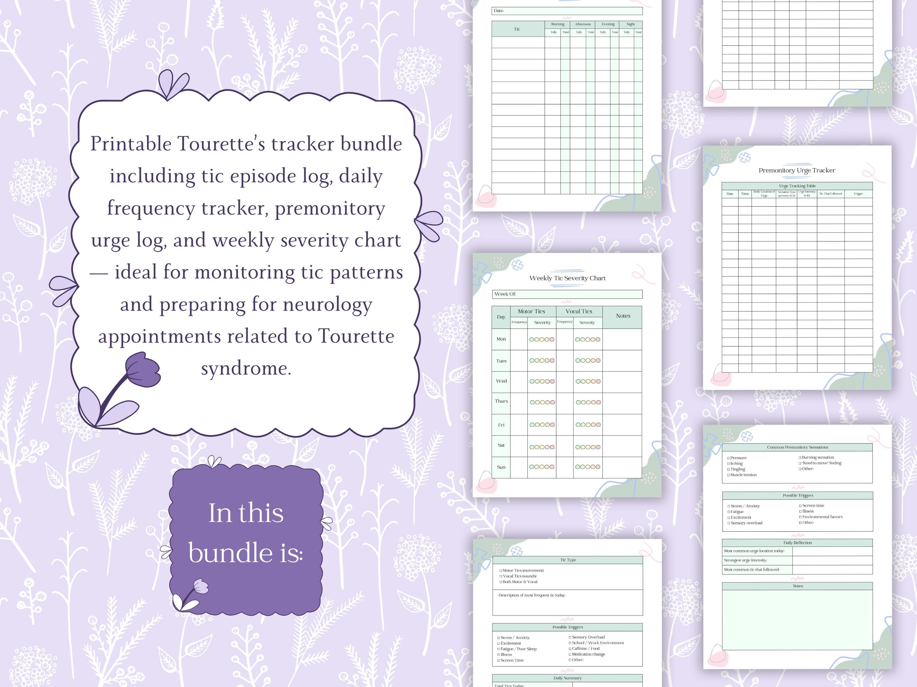 Urge Log Worksheet.pdf Tourette’s Tic Tracker Bundle Printable PDF, Tic Episode Log, Urge ...