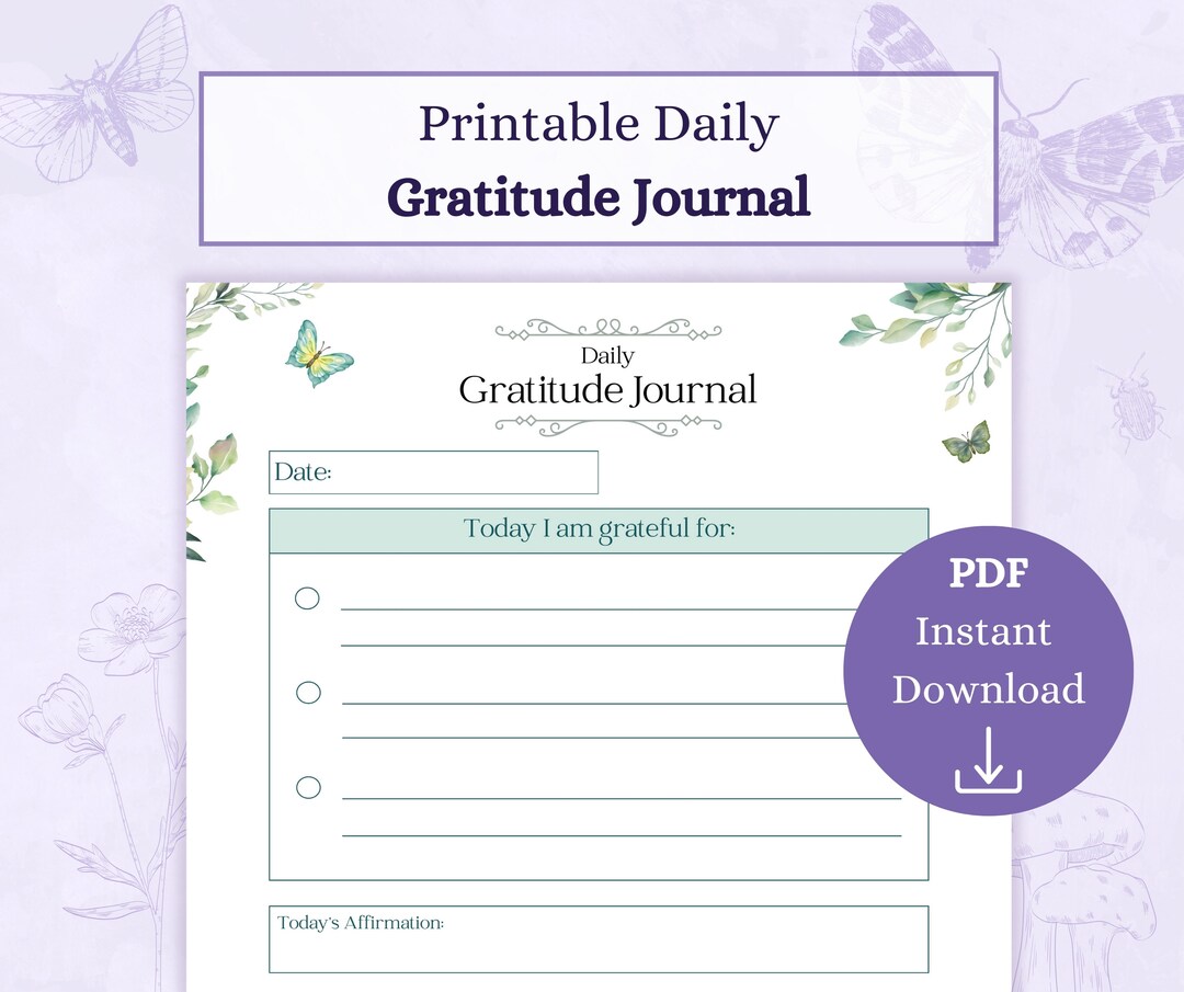 Gratitude Journal Printable PDF | Daily Journal | Wellness Journal ...