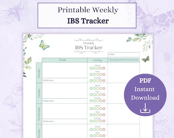 Weekly IBS Tracker Printable PDF | Pain Diary | Gut Health | Symptom Tracker | IBS Diary