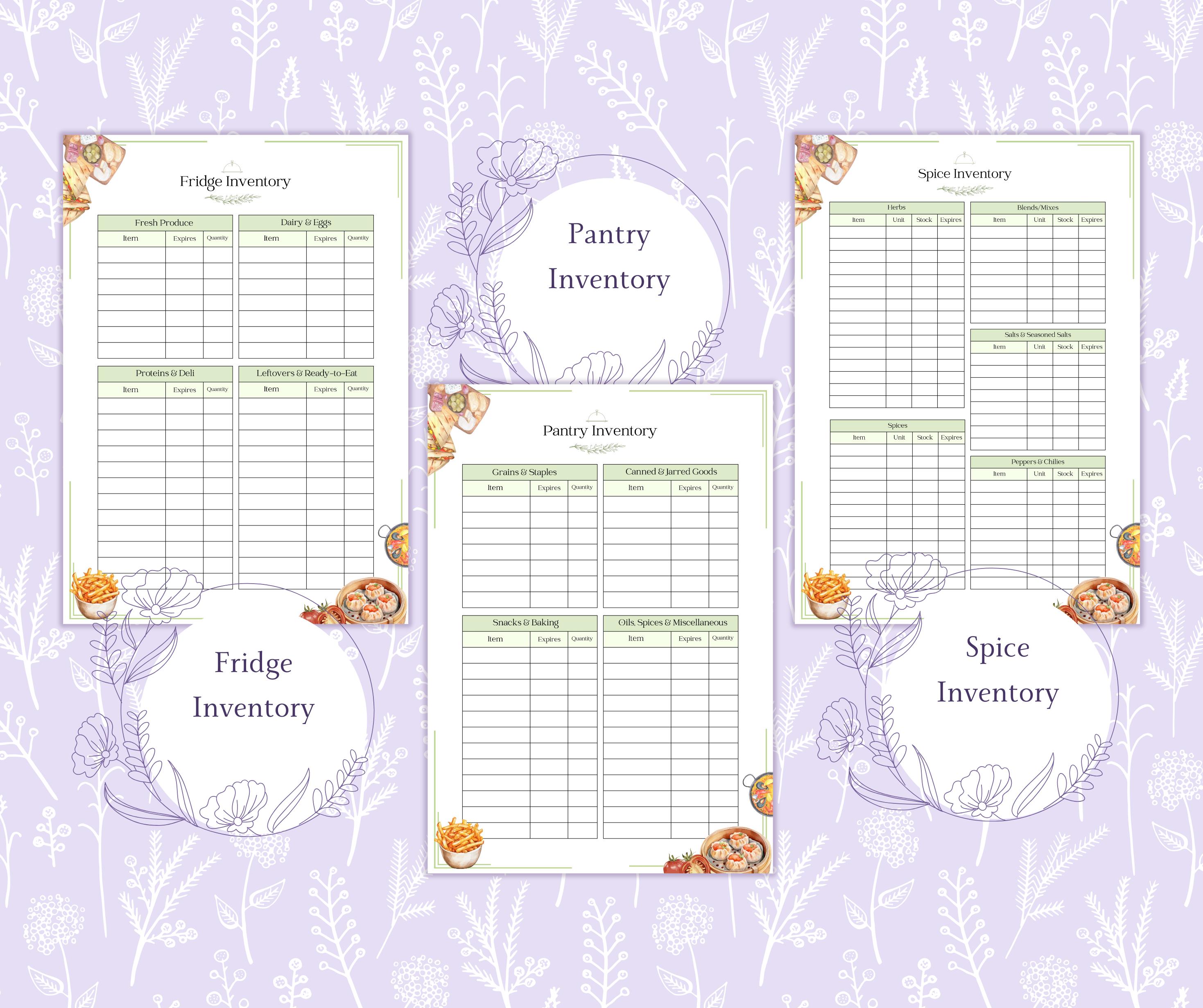 Kitchen Inventory Bundle Printable PDF, Pantry, Fridge, Freezer ...