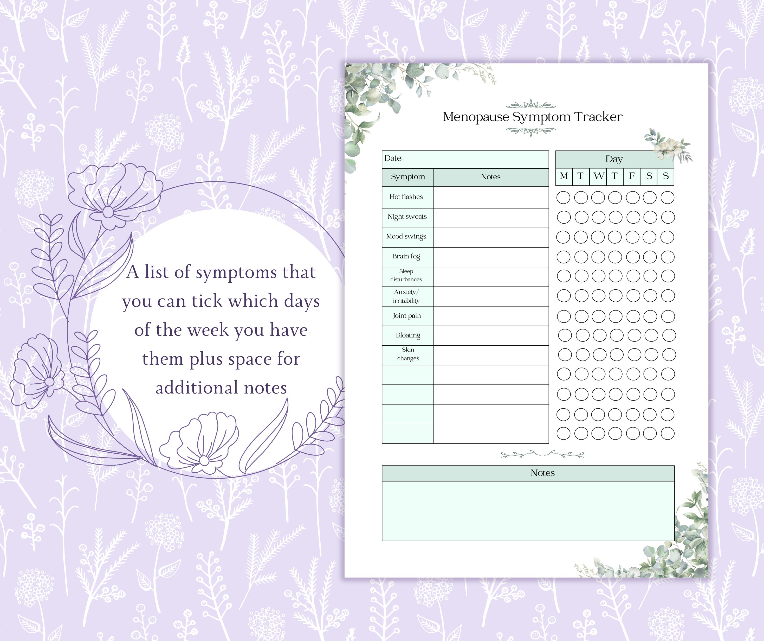 Menopause Symptom Tracker Printable PDF | Menopause Journal | Hormone ...