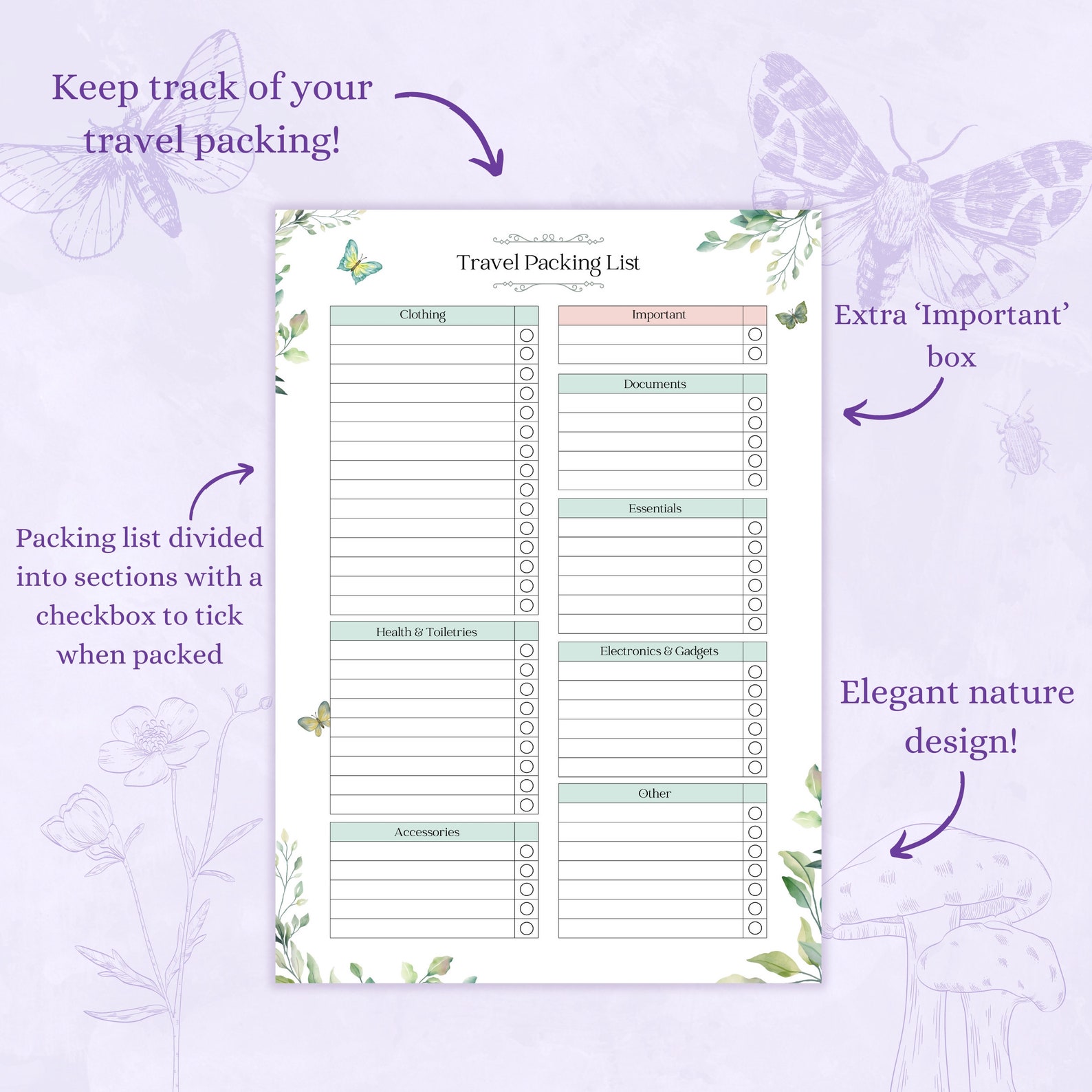 Travel Packing List Printable PDF | Packing Checklist | Travel ...