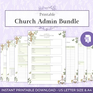 Church Admin Starter Pack Bundle Printable PDF, Church Planner Printable Kit, Ministry Organisation Templates, Church Forms And Trackers