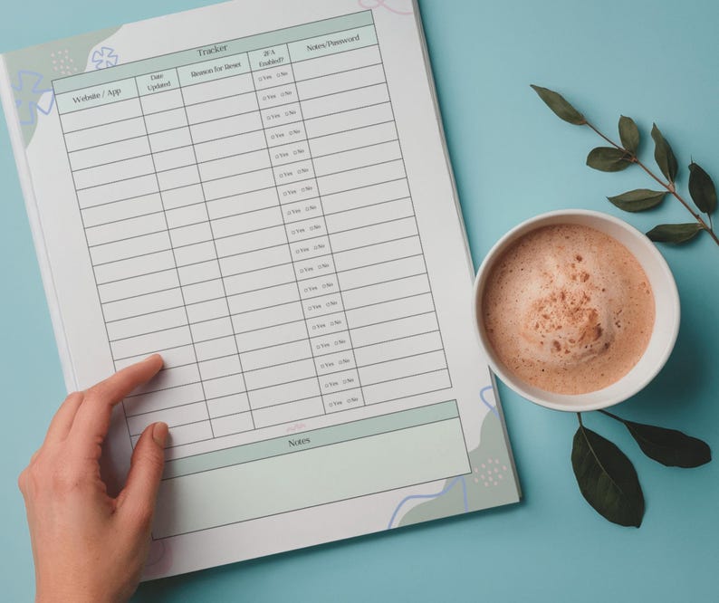 Password Reset Tracker Printable PDF, Password Change Log, Online ...