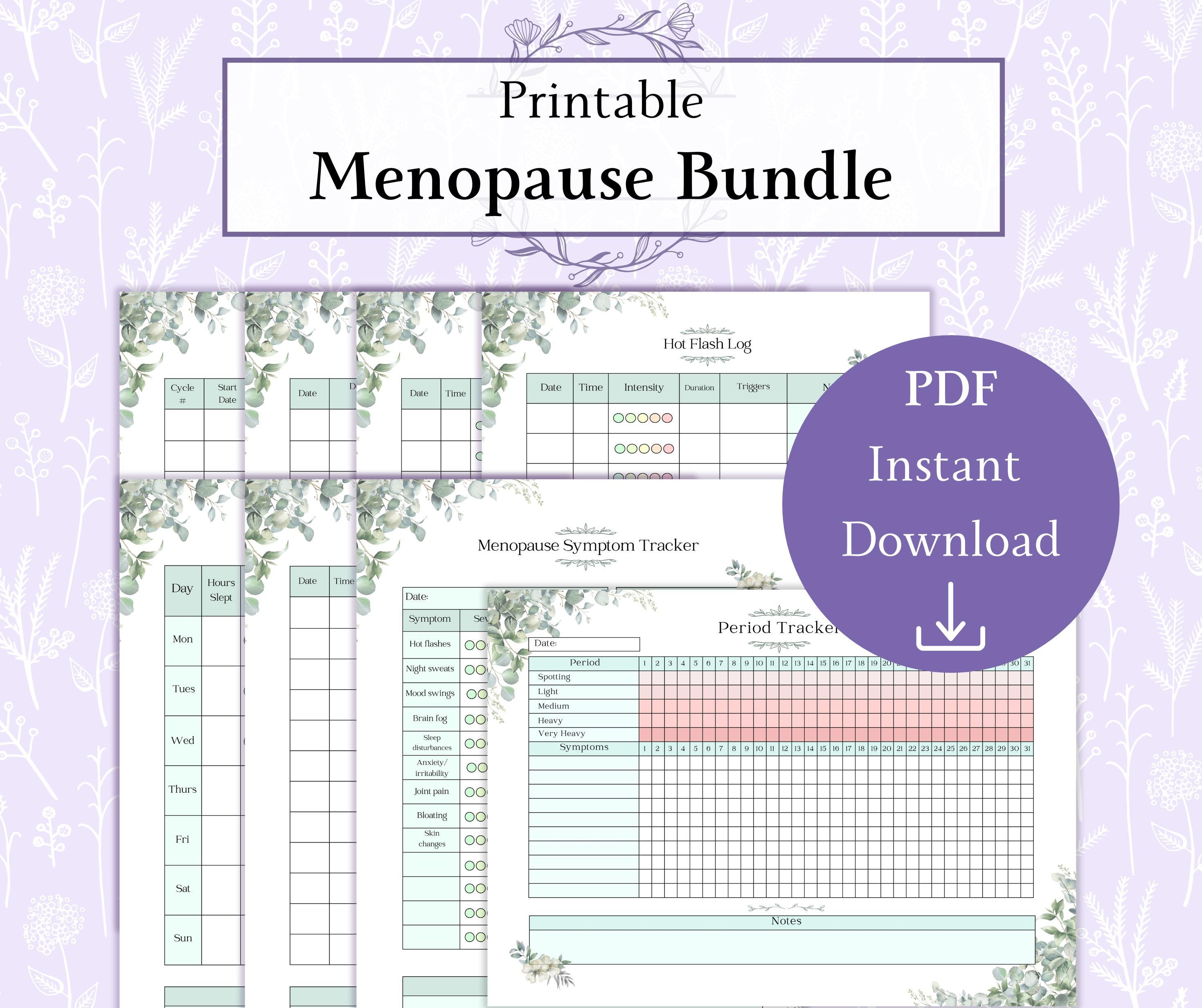 Menopause Bundle Printable PDF | Menopause Tracker | Perimenopause ...