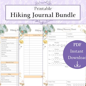 Wandeldagboekbundel afdrukbare pdf | Wandellogboek | Avontuurlogboek | Wandelplanner
