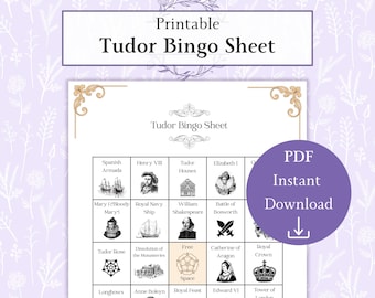 Tudor Bingo Sheet Printable PDF, Tudor History Game, Tudor Classroom Activity, British History Bingo, Tudor History For Kids