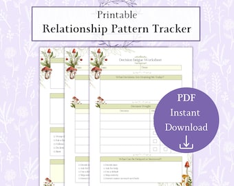 Relationship Pattern Tracker Printable PDF, Couples Conflict Awareness Worksheet, Communication & Repair Tool