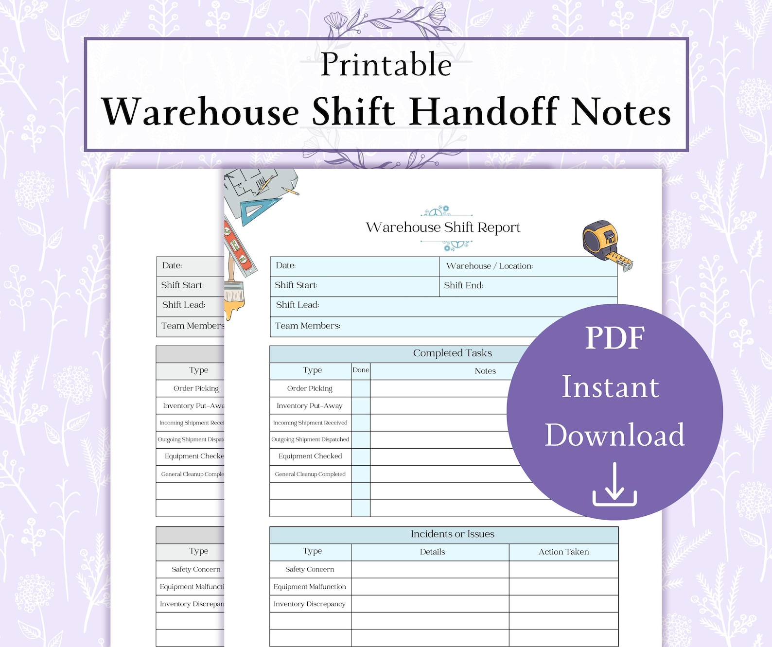 Warehouse Dock Note/note Warehouse Shift Report Printable PDF | Shift Handoff Notes | Warehouse ...