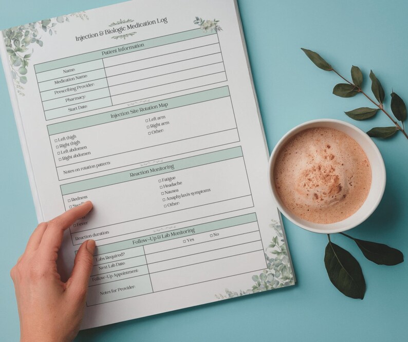Injection Log Printable PDF, Biologic Medication Tracker, Self ...