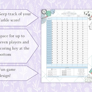 Farkle Scoreboard Printable PDF | Farkle Score Card | Games Tally Sheet ...
