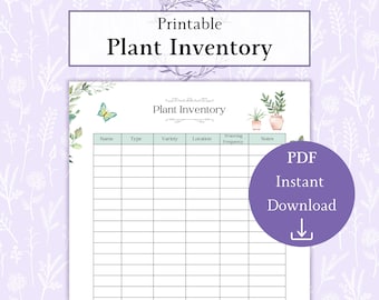 Inventaire des plantes PDF imprimable | Fiche d'entretien des plantes du directeur d'usine | Journal de suivi du jardin | Suivi des plantes d'intérieur