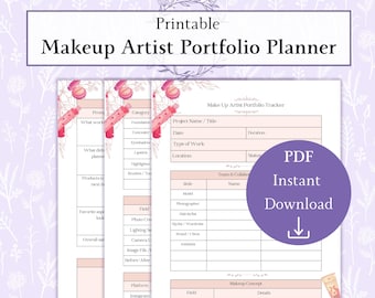 Makeup Artist Portfolio Tracker Printable PDF, MUA Portfolio Planner, Beauty Business Organizer, Photoshoot Log Sheet
