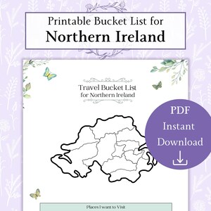 Nordirland Travel Bucket List druckbare PDF | Reise-Checkliste | Nordirland Kartenliste