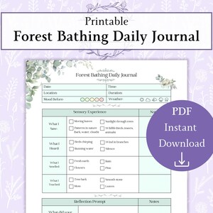 Forest Bathing Journal Printable PDF | Shinrin Yoku Journal | Nature Mindfulness Journal | Printable Forest Journal