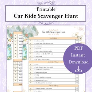 Roadtrip Scavenger Hunt Printable PDF | Car Ride Scavenger Hunt | Roadtrip Games Sheet | Car Ride Activity