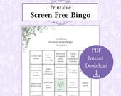 Screen Free Bingo Printable PDF, Screen Free Activity, No Screen Challenge Game, Screen Free Challenge