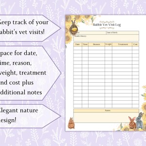 Rabbit Record Keeping Bundle Printable PDF | Rabbit Care Sheet | Bunny ...