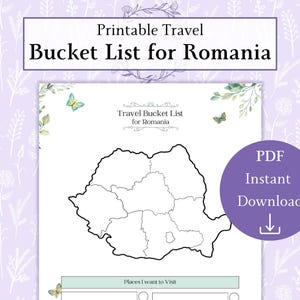 Rumänien Bucket List druckbare PDF | Reise-Bucketliste | Rumänien Urlaubsziel Checkliste | Urlaubs Ziele