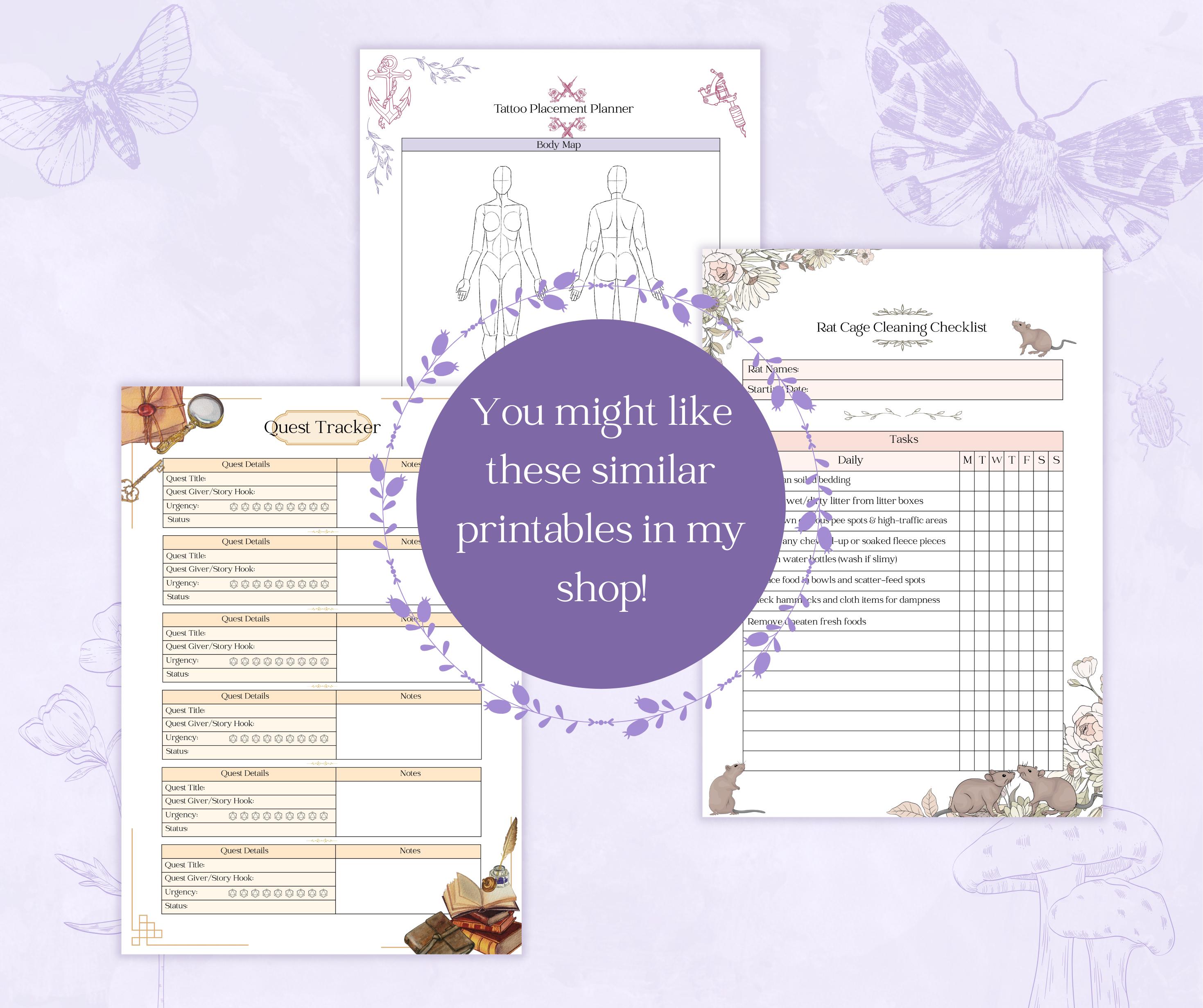 LARP Character Sheet Printable PDF, Fantasy Roleplay Character Tracker ...