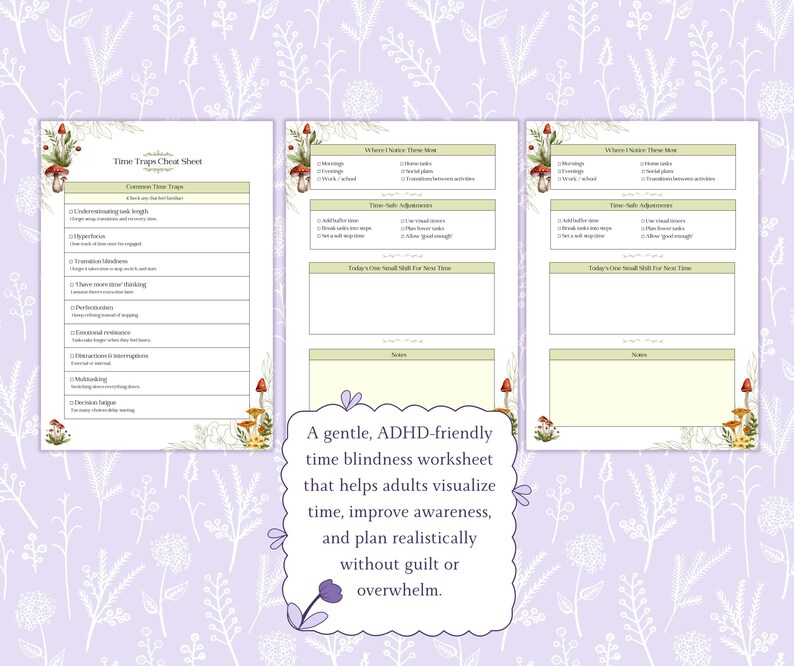 ADHD Time Blindness Bundle Printable PDF, Time Traps Cheat Sheet ...
