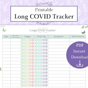 Afdrukbare pdf met lange Covid-tracker | Symptoomtracker | Lange covid-grafiek | Vermoeidheidstracker | Medische tracker