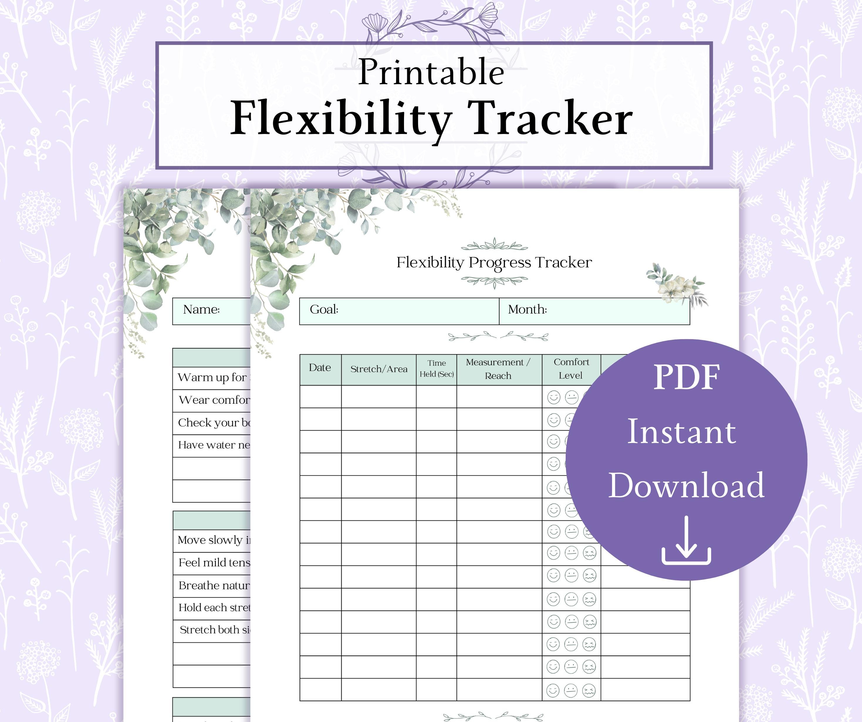 yoga flexibility progress tracking journal example